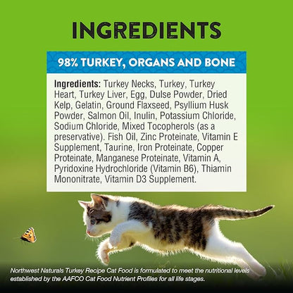 Northwest Naturals Freeze-Dried Turkey Cat &amp; Kitten Food – Bite-Sized Nibbles – Healthy, Limited, Human-Grade Ingredients, All-Natural, High-Protein Raw Diet – Complete &amp; Balanced – 11 oz (Pack of 3)