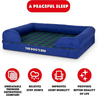 The Dog’s Bed, Med Black Watch Tartan 30x23.5, Memory Foam, Pain Relief: Arthritis, Hip &amp; Elbow Dysplasia, Post Surgery, Lameness, Supportive, Calming, Waterproof Washable Cover, Veterinary Approved