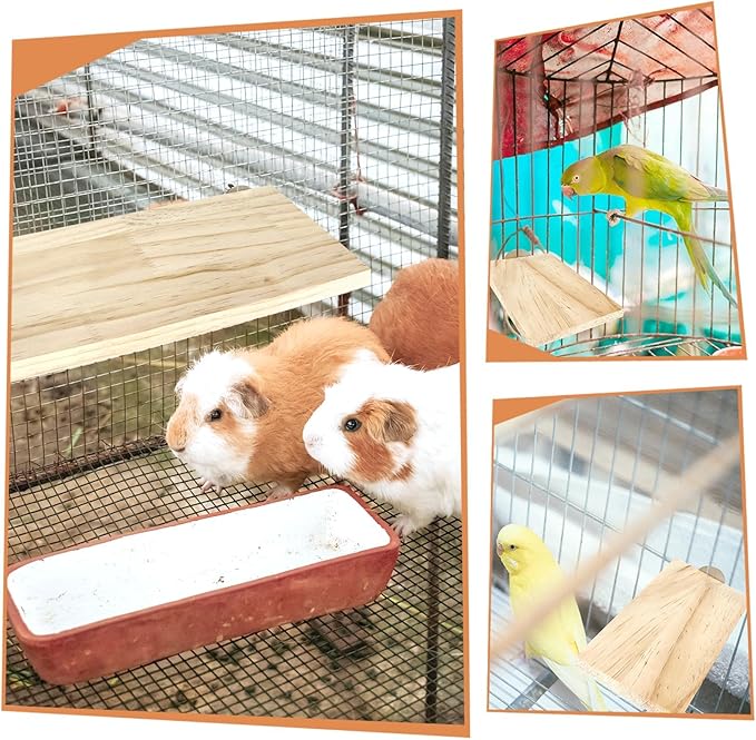 BILLIOTEAM 4-Size Bird Platforms with Wood Perches and Stand Boards - Habitat Cage Corner Shelves with Stainless Steel Washers - Ideal for Parrots, Cockatiels &amp; Small Pets like Hamsters, Gerbils &amp; Chi