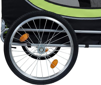 Blue-Grey Large Folding Bike Trailer for Dogs – Heavy-Duty Steel Frame, 66LB Capacity Pet Carrier for All-Terrain Cycling, Jogging &amp; Camping Adventures!