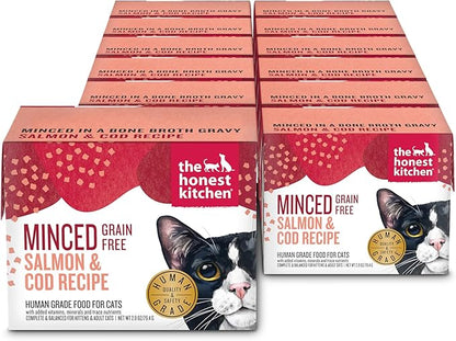 The Honest Kitchen Grain Free Minced Salmon &amp; Cod in Fish Broth Gravy Wet Cat Food, 2.8 oz x12