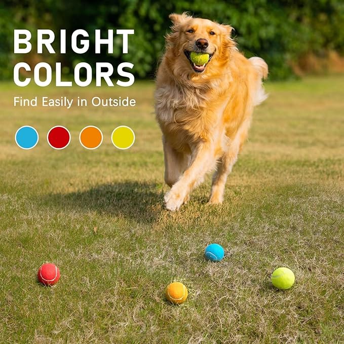 Prime Pets Tennis Balls for Dogs, 2.5 Inch Squeaky Dog Balls for Play &amp; Fetch, Squeaky Tennis Balls for Medium, Large Dogs, Dog Toy Balls