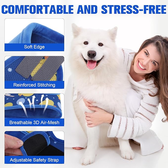 PAWCHIE Dog Grooming Hammock Harness for Dogs &amp; Cats with Pet Nail Clipper Trimmer - Cat Hanger Sling for Trimming Clipping Nails- Dog Hammock Restraint Bag for Small Medium Large Dog, Navy Blue XS