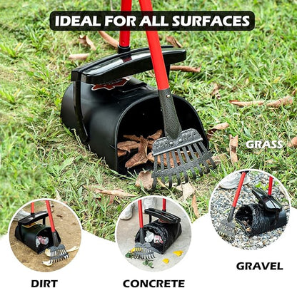 Pooper Scooper Large Swivel Bin &amp; Rake for Large &amp; Small Dogs Non-Breakable Dog Poop Scooper with 20 Waste Bags Easy to Clean Pet Waste Use on Grass, Dirt or Gravel - Pet Supplies