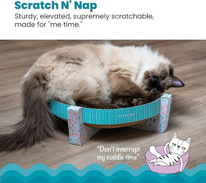 Catstages Scratch Snggle &amp; Rest Elevated Cat Lounger and Cat Scratcher for Relaxing and Play, Includes Catnip