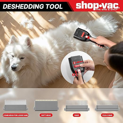 Shop-Vac 4-in-1 Pet Grooming &amp; Vacuum, Dog Grooming Vacuum for Shedding, Professional Clippers, Brushes &amp; Crevice Tool, 10,000Pa Suction, 3.3L Dust Cup, for Pet Shedding, Trimming, and Cleaning