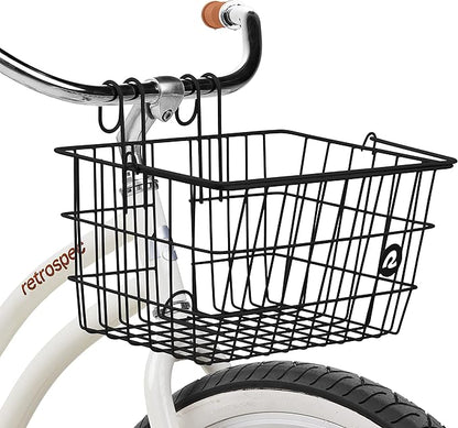 Retrospec Apollo-Lite Lift-Off Bike Basket - Detachable Steel Handlebar Basket with Carrying Handle for Commuting, Shopping &amp; Beach Trips - 14.5in x 9.5in Weather-Resistant Biking Gear