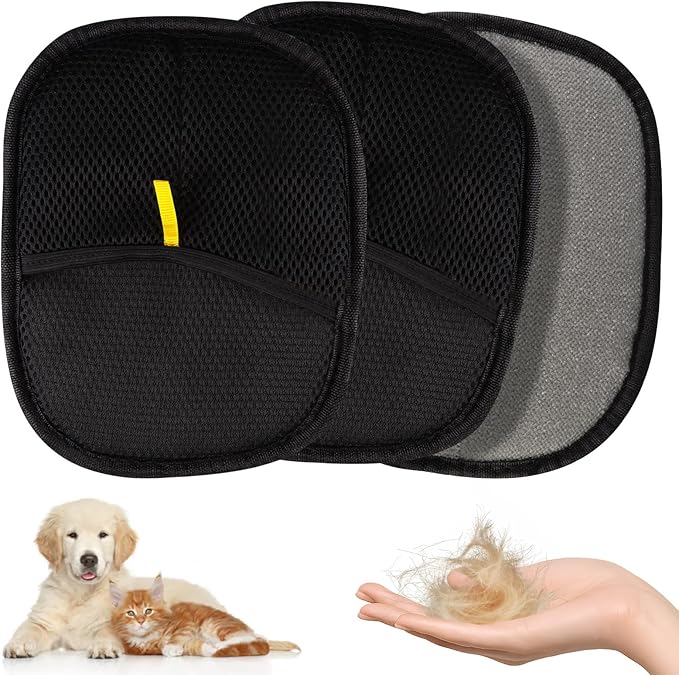 Pet Hair Removal Glove for Cats &amp; Dogs, 3Pcs Upgraded Electrostatic Pet Hair Remover, Reusable Hair Remover Glove for Couch, Furniture, Carpet, Curtain