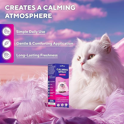 Calming Pheromone Spray &amp; Scratch Repellent for Cats - Reduces Scratching Furniture, Pee - During Travel, Fireworks, Thunder, Vet Zone - Helps with Stress, Fighting, Hiding (100 ml (2 pack))