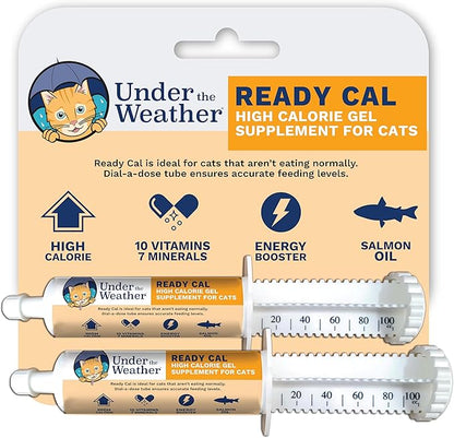 Under The Weather Pet | Ready Cal for Cats 100cc | High Calorie Supplement | Cat Weight Gainer and High Calorie Booster | 10 Vitamins, 7 Minerals &amp; Omega Fatty Acids (2 Pack)