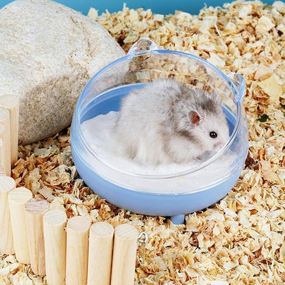 Meow&amp;Woof Hamster Sand Bath Container, Large Sandbox Toilet Gerbil Batheoom, Tiny Chinchilla Dust Bathtub Sand Bath Box for Hamster Cage Accessories 6.5 Inch - Blue