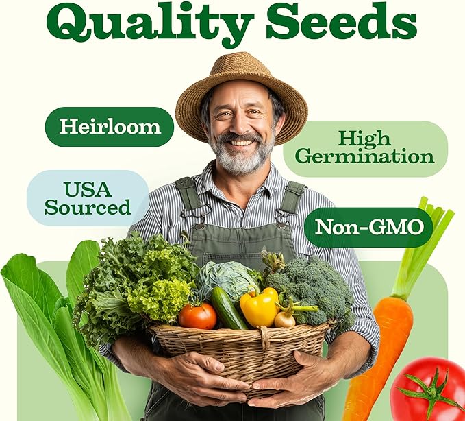 HOME GROWN 𝗨𝗦𝗔 𝗣𝗥𝗘𝗠𝗜𝗨𝗠 55 Vegetable Seeds Pack 28,000+ Non-GMO Heirloom Seeds for Planting, Spring Fall Winter Garden Kit, Survival Seed Vault for Preppers &amp; Gardeners, Gift for Men &amp; Women