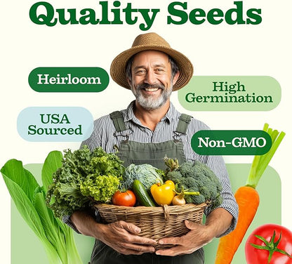 HOME GROWN 𝗨𝗦𝗔 𝗣𝗥𝗘𝗠𝗜𝗨𝗠 55 Vegetable Seeds Pack 28,000+ Non-GMO Heirloom Seeds for Planting, Spring Fall Winter Garden Kit, Survival Seed Vault for Preppers &amp; Gardeners, Gift for Men &amp; Women