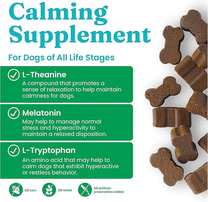 Solid Gold Calming Chews for Dogs - Dog Calming Chews W/Melatonin for Separation, Stress &amp; Hyperactivity Relief - Supports Relaxation for Travel, Fireworks &amp; Storms - All Ages &amp; Sizes - Bacon - 60ct