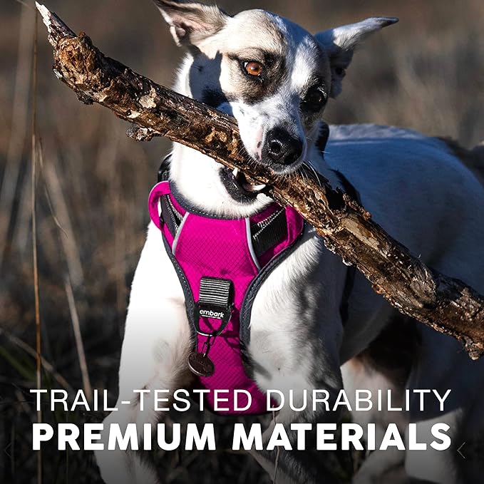 Embark Adventure Dog Harness, Reflective Trim XL Dog Harness for Extra Large Dogs No Pull - Military Grade Nylon, 2 Leash Clips &amp; Gel Lined Handle.