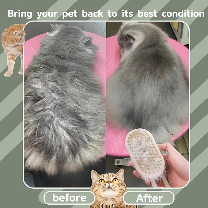 Cat Steam Brush for Shedding, 4 in 1 Rechargeable Pet Steam Brush for Dogs and Cats, Anti-Static, Massage, Cleaning, Shedding &amp; Combing All In One! (White)