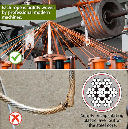 Tresbro Dog Camping Leash - 50ft/75ft/100ft Multi-size Dog Trolley System for Dogs Up to 300lbs, Portable Lightweight Runner Lead and Reflective Tie-out Cable for Yard, Courtyard, Park, Camping