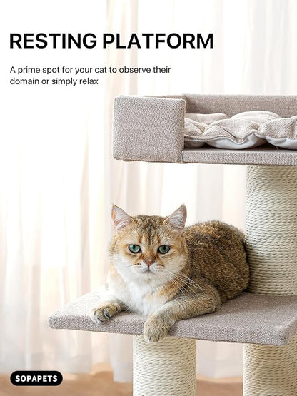 Maine Coon Cat Tree for Indoor Cats Large Adult,Modern Cat Tower for Extra Large Cats 20 lbs+,Heavy Duty Cat Tree with Sisal Scrathing Post,Hammock,Perch,Condo,Bed