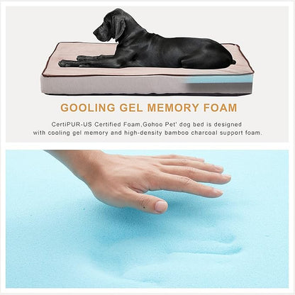 Orthopedic Memory Foam Dog Bed, Cooling Dog Beds for Medium/Large Dogs -Waterproof Pet Bed for Crate with Removable Washable Cover, L(35inch,65Lbs)