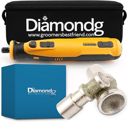 Diamondg Cordless Dog Nail Grinder with Quiet Sound &amp; LED Tip for Large &amp; Small Dogs, 4hrs. Runtime, 2 Bits Included, Orange