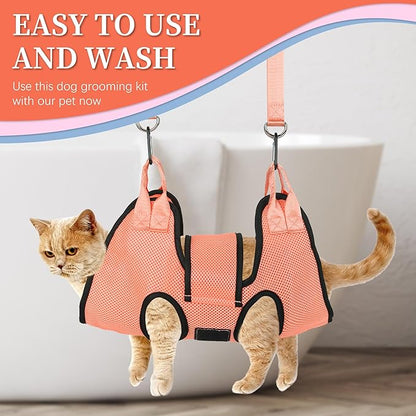 PatiencET Dog Grooming Hammock, Pet Grooming Hammock for Cats &amp; Dogs with Security Strap, Dog Sling for Nail Trimming with Nail Clippers/Trimmer, Nail File, Pet Comb(XS)