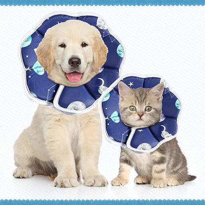 Sadnyy Cat Cone Collar Soft Adjustable Waterproof Protection to Stop Licking After Surgery Starry Sky Blue Comfortable Lightweight Collar for Pet Animal Kitten Dogs Rabbits Not Block Vision(Medium)