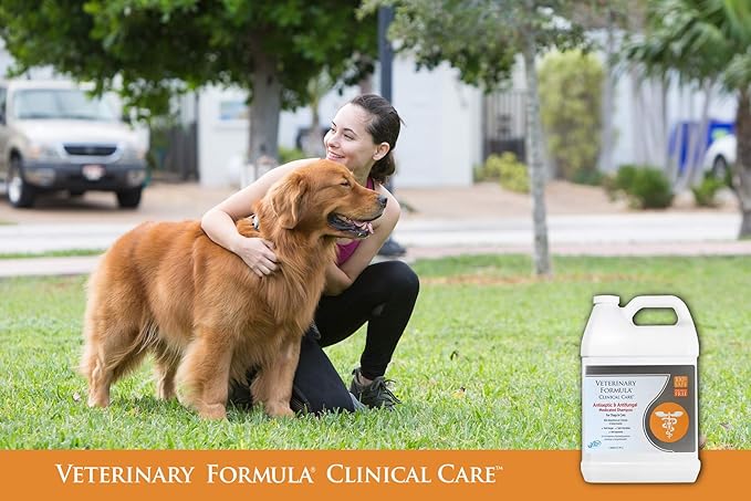 Veterinary Formula Clinical Care Antiseptic and Antifungal Medicated Shampoo for Dogs &amp; Cats, 128 Fl Oz – Helps Alleviate Scaly, Greasy, red Skin – Paraben, Dye, Soap-Free (1 Pack)