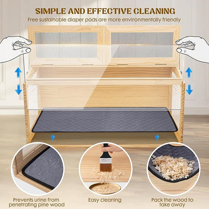 Hamster Cage 40 Inch Wooden Chewproof, 270° View Habitat with Bite-Proof Metal Mesh &amp; Dual Access Doors, Acrylic Sheets &amp; Solid Build for Dwarf Syrian Hamsters/Gerbils/Guinea Pigs/Chinchillas