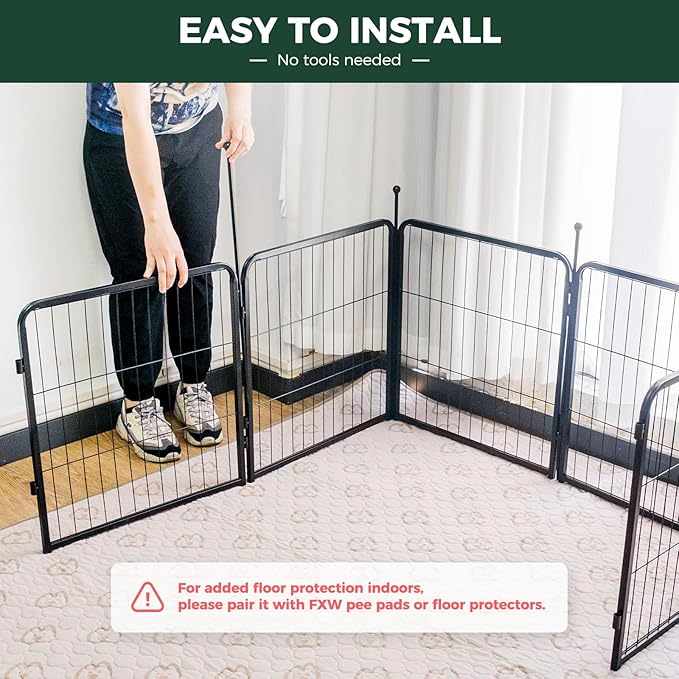FXW Rollick Unleashed Dog Playpen for Indoor, Yard, RV Camping, 24 inch 16 Panels for Small and Puppy Dogs, Black│Patented