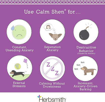 Herbsmith Calm Shen – Herbal Blend for Dogs &amp; Cats – Natural Anxiety Remedy for Dogs &amp; Cats – Feline and Canine Calming Supplement – 150g Powder