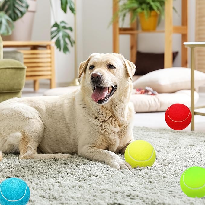 Large Dog Tennis Balls, 4 inch Interactive Big Dog Toy Ball for Small Medium Large Dogs, 4-Pack Dog Toys for Outdoor/Indoor Sports, Fetch, Training &amp; Play