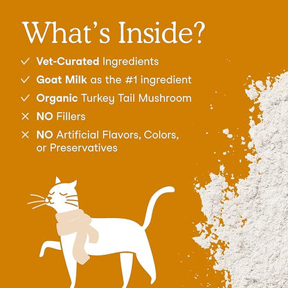 Fera Pets Immune Goat Milk for Dogs &amp; Cats with Colostrum, Organic Turkey Tail Mushroom, &amp; Probiotics - Improves Immune Response - for Picky Eaters - Powder - 60 TSP