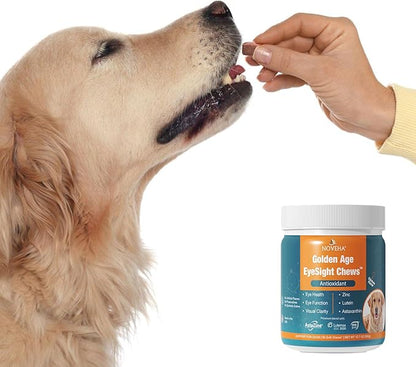 NOVEHA Eye Supplement for Dogs - Vision Support with Lutein + Vitamin C &amp; Astaxanthin Antioxidants - Dog Vitamins for Eyes + Fish Oil for Omega 3 EPA - Made in USA - 90 Soft Chews (3 Pack)