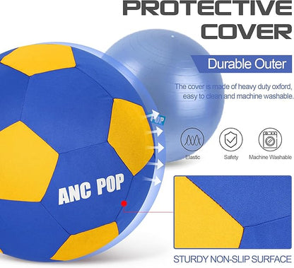 Herding Ball for Dogs Horse Ball &amp; Cover 25" for Horses Large with Hand Pump for Play, Blue and Yellow