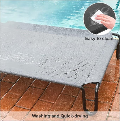 pettycare Elevated Outdoor Dog Bed - Raised Dog Bed for Large Dogs, Waterproof Dog Cot Bed Easy to Assemble, Cooling Elevated Dog Bed with Breathable Teslin Mesh, Durable, Non Slip, Up to 65 lbs,Grey
