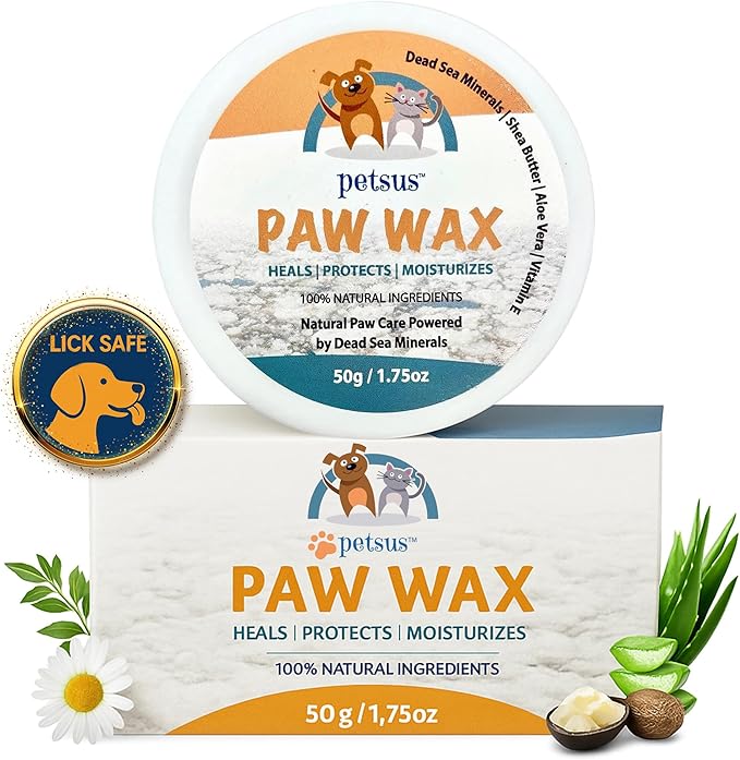 Natural Dog Paw &amp; Nose Balm – Moisturizing Paw Wax with Dead Sea Minerals | Lick-Safe, Organic Balm for Dry, Cracked Paws &amp; Dry Noses | Heat, Ice &amp; Terrain Protection – 1.75 oz