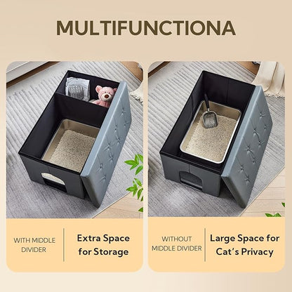 MEEXPAWS Cat Litter Box Enclosure Furniture Hidden, Cat Washroom Bench Storage Cabinet | Extra Large 35.4&
