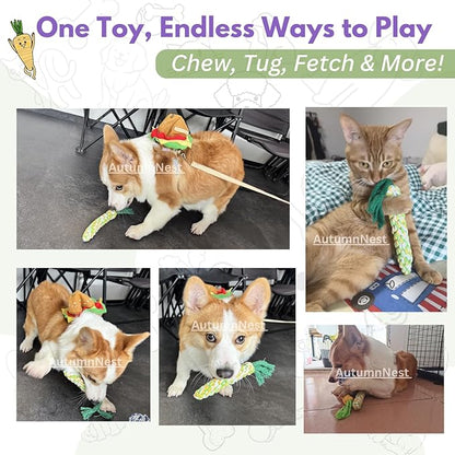 3PCS Rainbow Woven Pet Chew Set, Colorful Puppy Teething Chews, Dog Chew Toys, Cat Teething Playset, Soft &amp; Safe Interactive Pet Chews