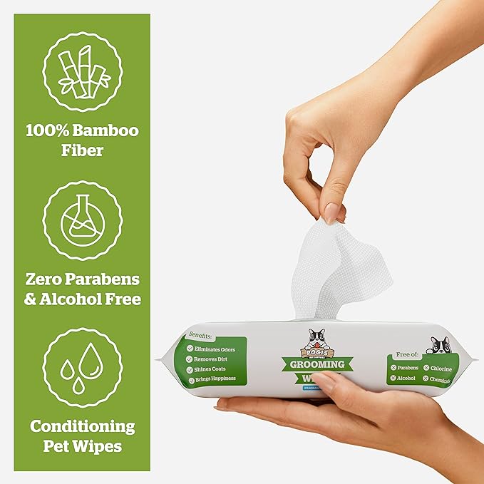 Pogi’s Dog Grooming Wipes – Hypoallergenic Pet Wipes for Paws, Body &amp; Butt – Cleaning &amp; Hydrating, Fragrance Free, 100-Count