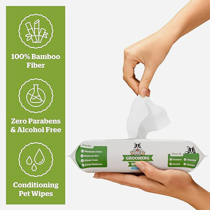 Pogi’s Dog Grooming Wipes – Hypoallergenic Pet Wipes for Paws, Body &amp; Butt – Cleaning &amp; Hydrating, Fragrance Free, 100-Count