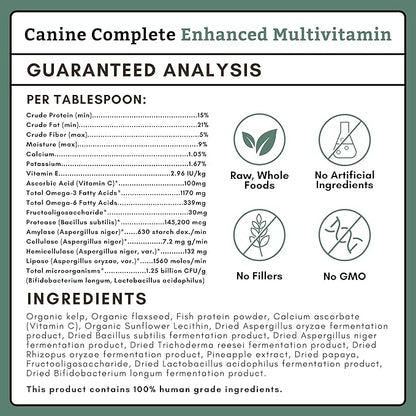 Wholistic Pet Organics Canine Complete - Dog Multivitamin Powder - 8 Oz - Daily Dog Vitamins and Supplements for Homemade Food - Immune System, Skin, Coat &amp; Overall Health - Small and Large Breed