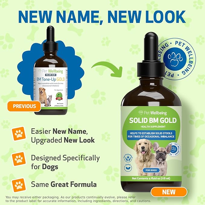 Pet Wellbeing BM Tone-Up Gold for Dogs &amp; Cats - Supports Healthy Digestive Function, Solid Stools, Normal Bowel Movements, Bayberry - Veterinarian-Formulated Herbal Supplement 4 oz (118 ml)