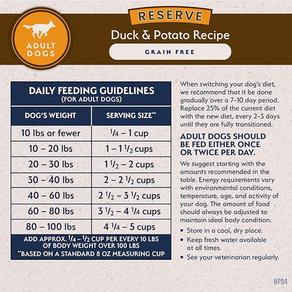 Natural Balance Limited Ingredient Adult Grain-Free Dry Dog Food, Reserve Duck &amp; Potato Recipe, 12 Pound (Pack of 1)