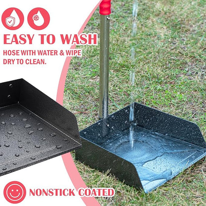 Dog Pooper Scooper Set, Pooper Scooper for Dog, Heavy Duty Stainless Steel Rake with Extra Large Tray &amp; Spade No Bending Clean Up for Pet Waste Removal, for Grass, Dirt Or Gravel.