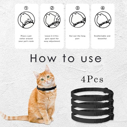 Simnice Calming Collar for Cats - 4 Pack, Adjustable Calming Collar for Cats - Pheromone Cat Collars for Anxiety &amp; Stress Relief, Water-Resistant &amp; Long-Lasting Effect (Black)