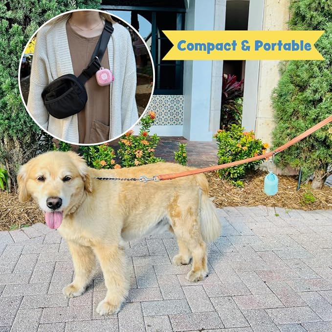 Sweet Paws Portable Dog Paw Towel, Lightweight &amp; Super Absorbent Microfiber, Clips onto Leash, Quick Drying Towel for Dogs Paws with Silicone Case, Dry Dog’s Paws on The Go - Small - Rosy Glow