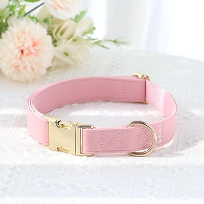PET ARTIST Soft PU Leather Dog Collar, Bright &amp; Classic Pink Dog Collar with Quick Release Rose Metal Buckle, Adjustable Nylon Padded Durable Pet Collars for Small Dogs Girl, Neck Fit 9-14"