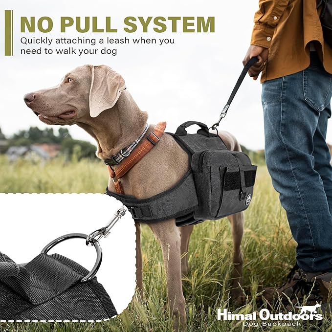 Himal Outdoors Dog Backpack &amp; Saddle Bag, Tactical Hiking Backpack for Large Dogs with Side Pockets &amp; Adjustable Strap