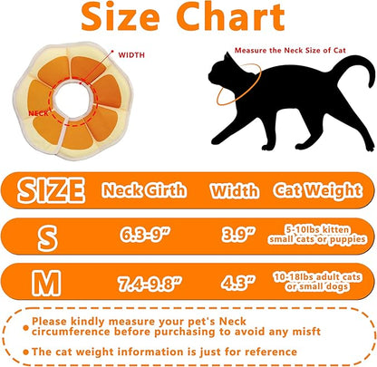 Soft Adjustable Cat Cone Collar, Comfortable Recovery Collar for Cats After Surgery (Orange, Medium)