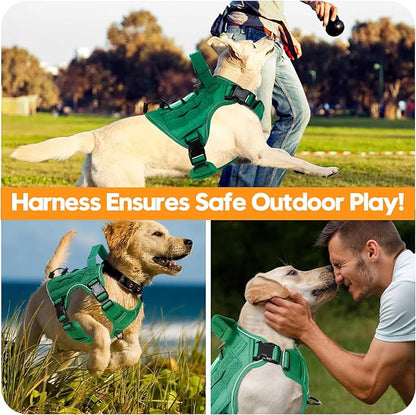 Heavy-Duty Tactical Dog Harness for Large Dogs, No Pull Adjustable Reflective Pet Vest with Molle System, K9 Military-Grade Control for Service Training, Outdoor &amp; 10+ Breeds, Turquoise, Small